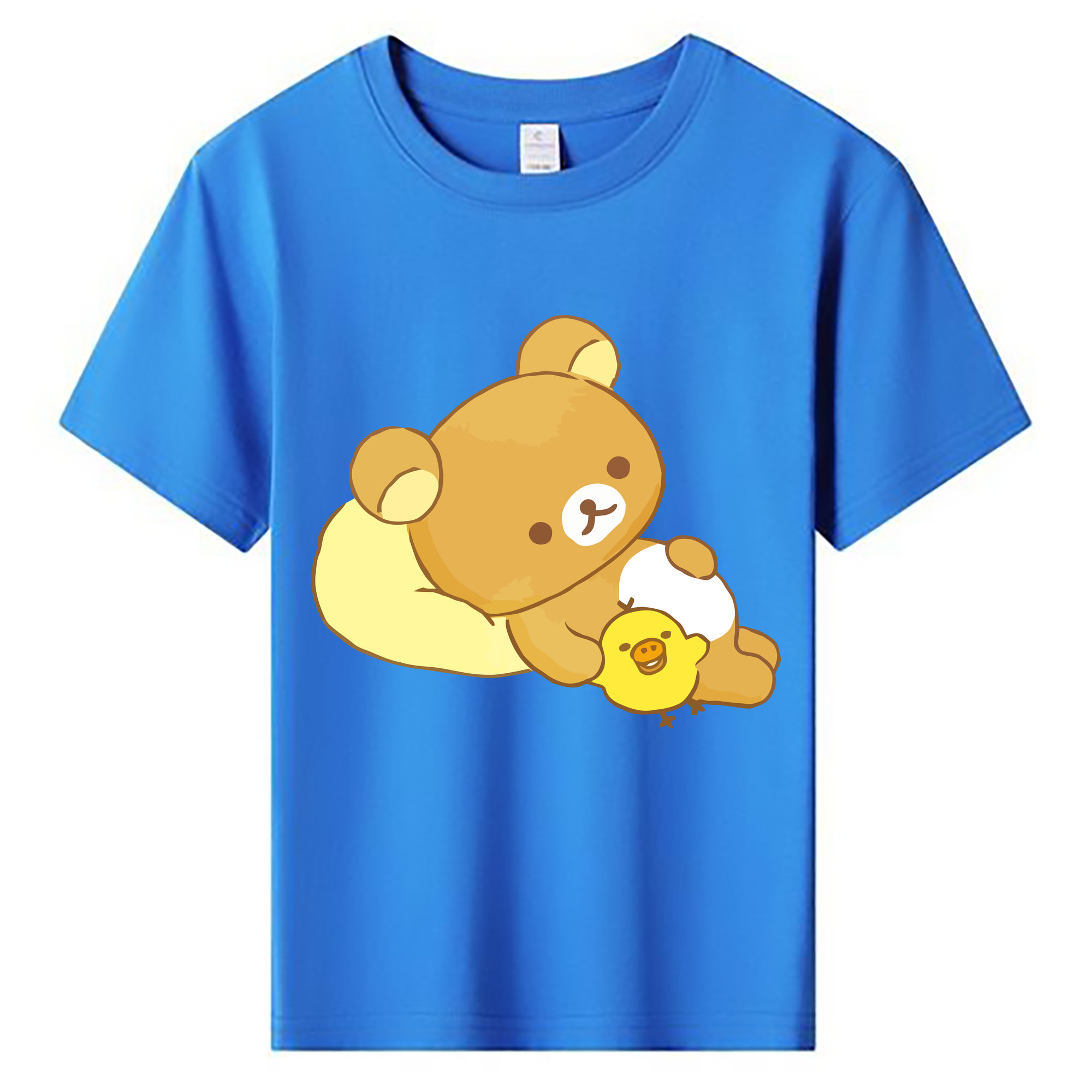 （画像用） リラックマ リラックマ キイロイトリ Rilakkuma Korilakkuma Kiiroitori 綿100％キッズTシャツ（フロントプリント）